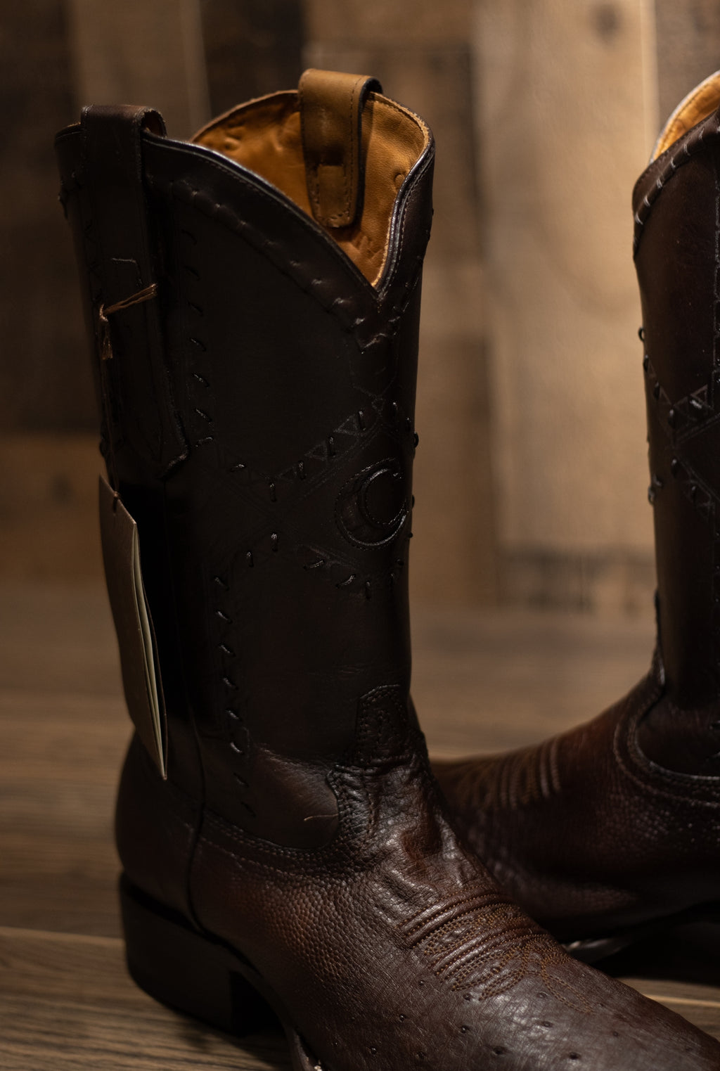 Cuadra - Panza De Avestruz Flame Choco Square Toe Boots