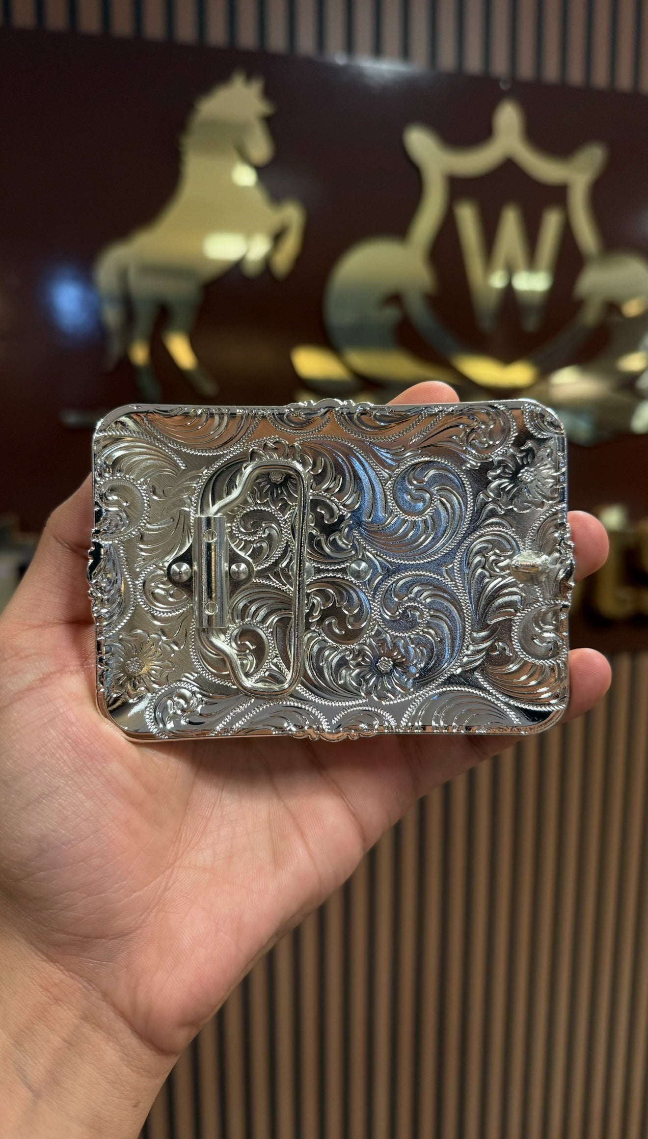 Running Horse Patriot Silver Buckle