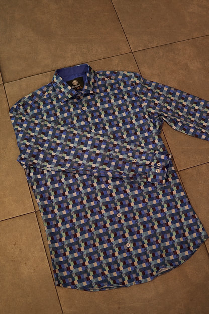Men’s Printed Long Sleeve Button Up - Lablue Lab