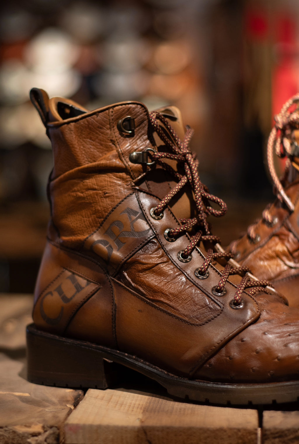 Cuadra - Avestruz Brandy Lace Up Round Toe 3V05A3