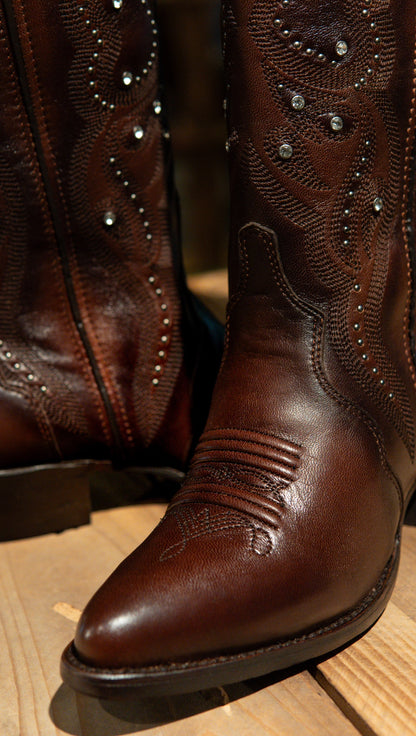 Athiri Ladies Italia Cognac Snip Toe Boots