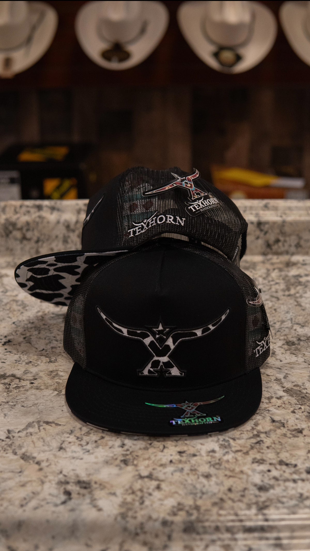 Tex Horn Snapback Cap Black Horn