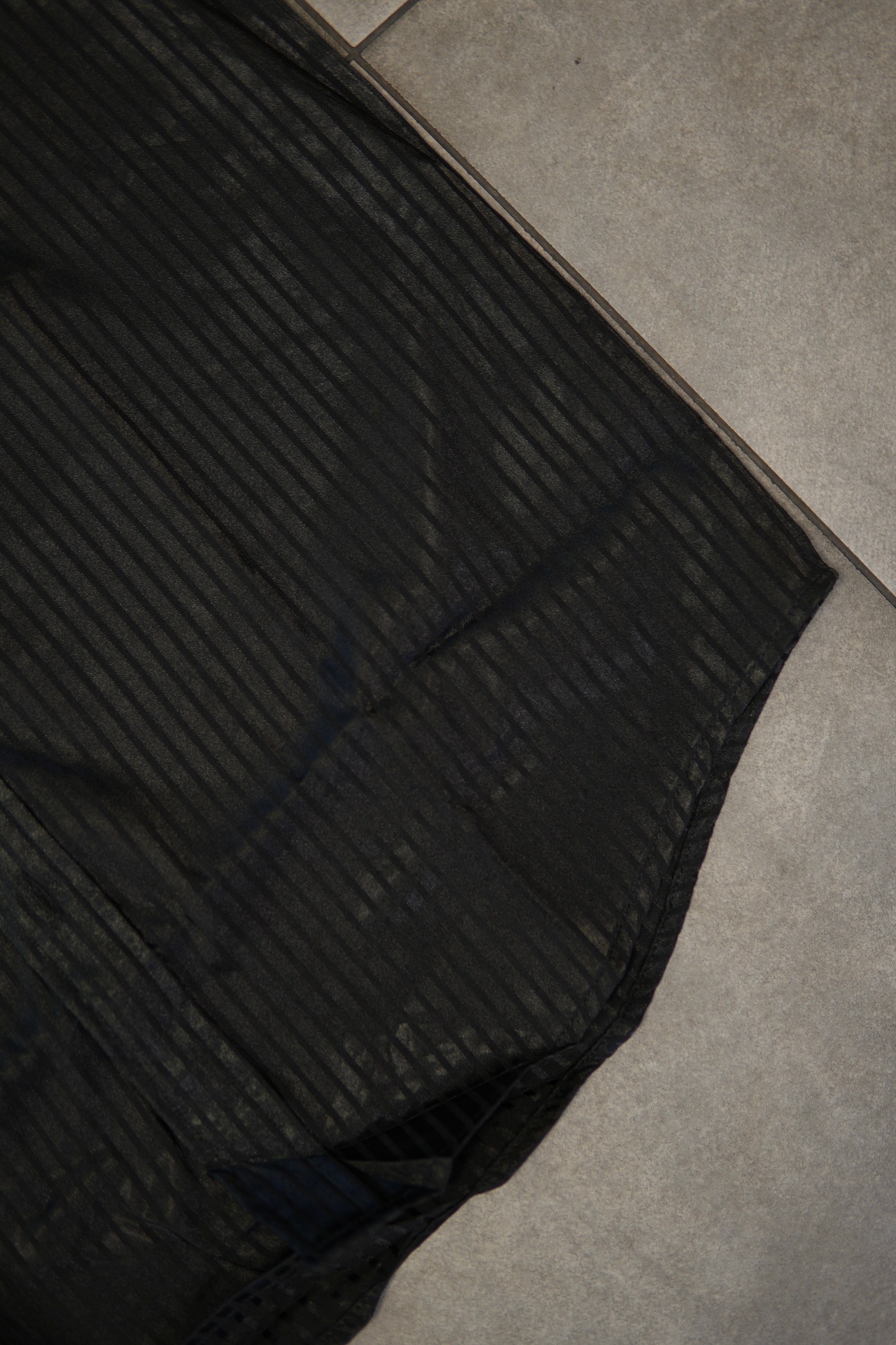 Men’s Long Sleeve Button Up - Silky Striped Black