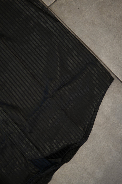 Men’s Long Sleeve Button Up - Silky Striped Black