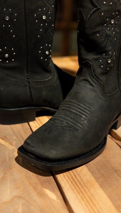 Athiri Ladies Tokio Black Square Toe Boots