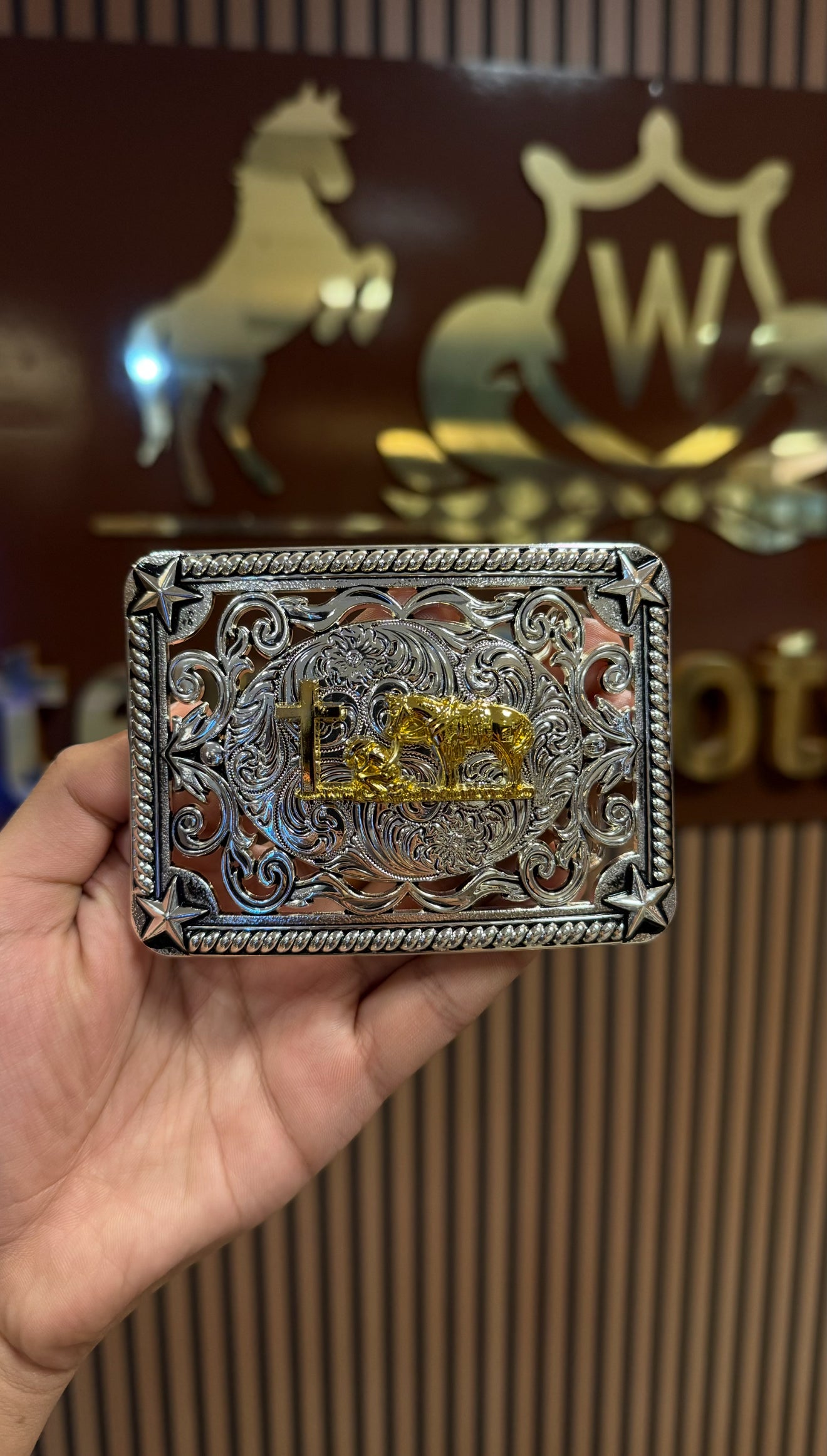 Kneeling Horse Hand Tool Buckle