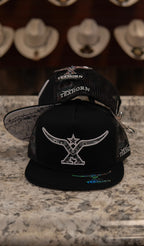 Tex Horn Snapback Cap Black & White Map Brim