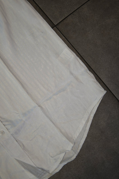 Men’s Long Sleve Button Up - Silky Striped White