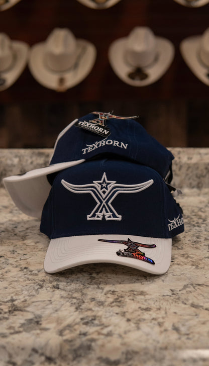 Tex Horn Snapback Cap White Tex Navy