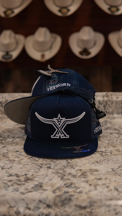 Tex Horn Snapback Cap Navy Grey Brim