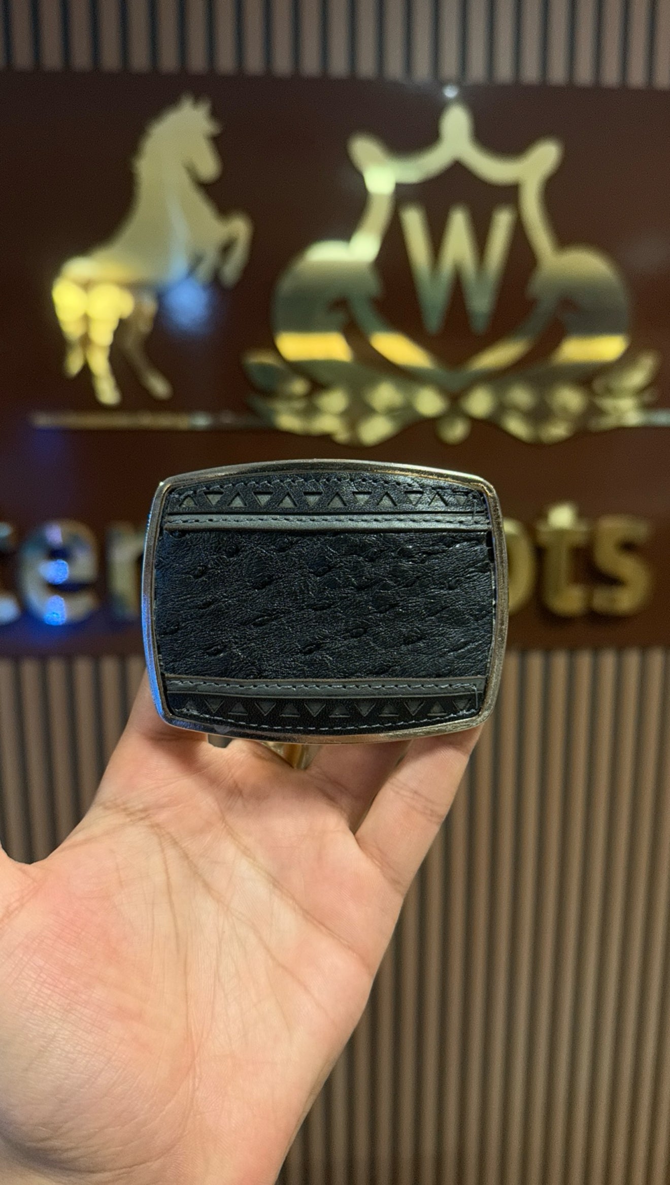 Ostrich Square Black Buckle