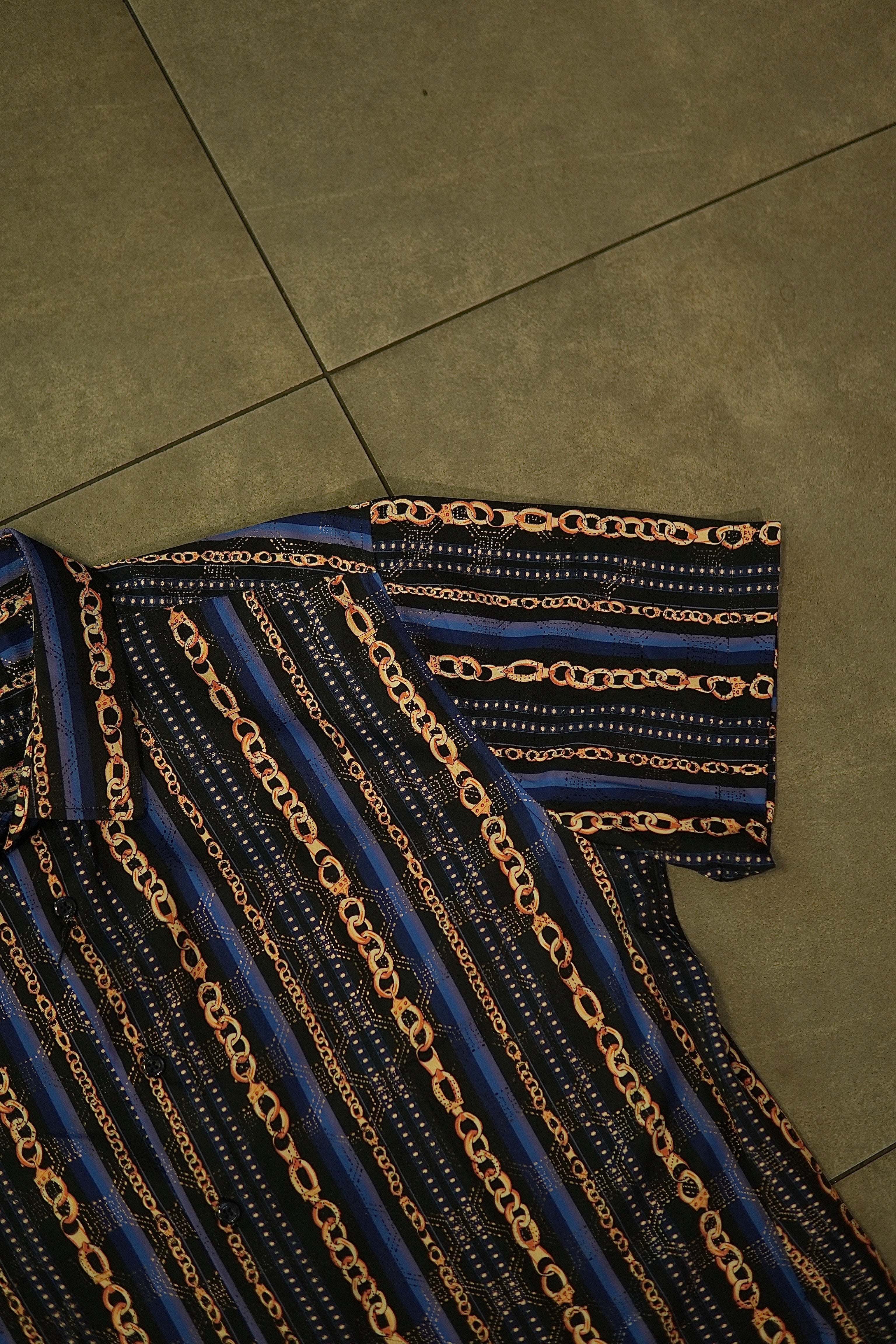 Men’s Printed Short Sleeve Button Up - Suav Chain