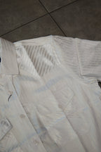 Men’s Long Sleve Button Up - Silky Striped White