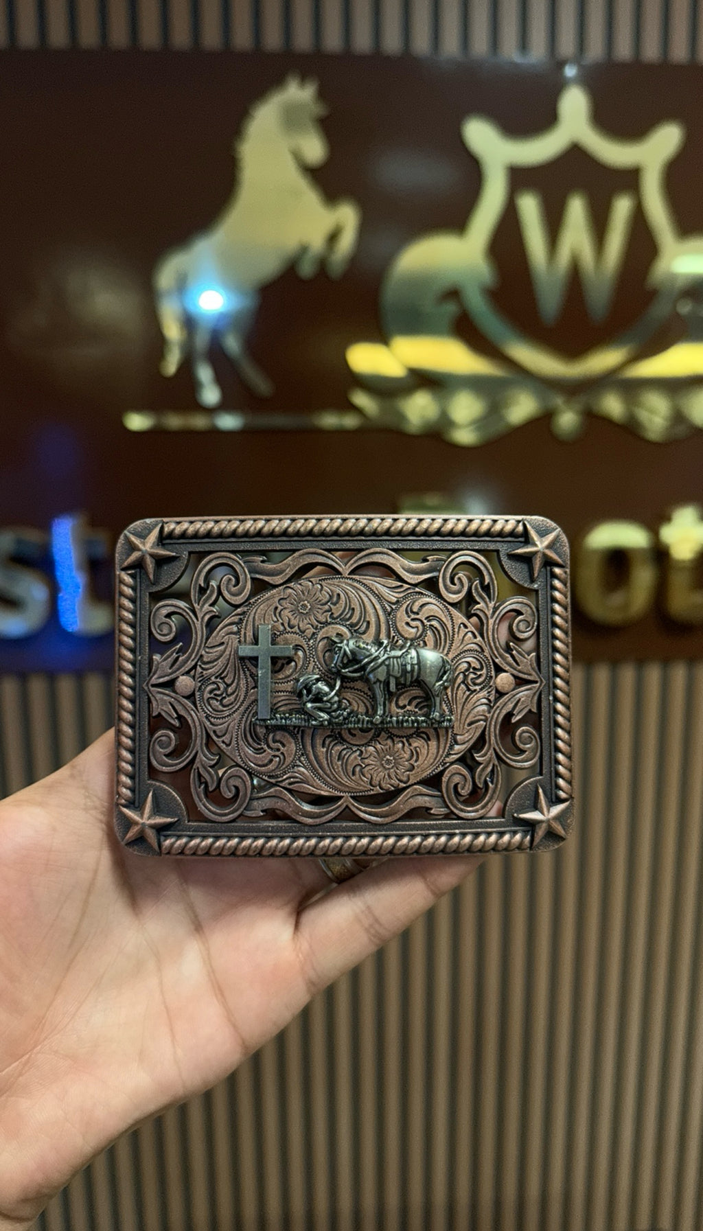 Kneeling Horse Bronze Gunmetal Buckle