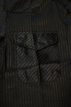Men’s Long Sleeve Button Up - Silky Striped Black