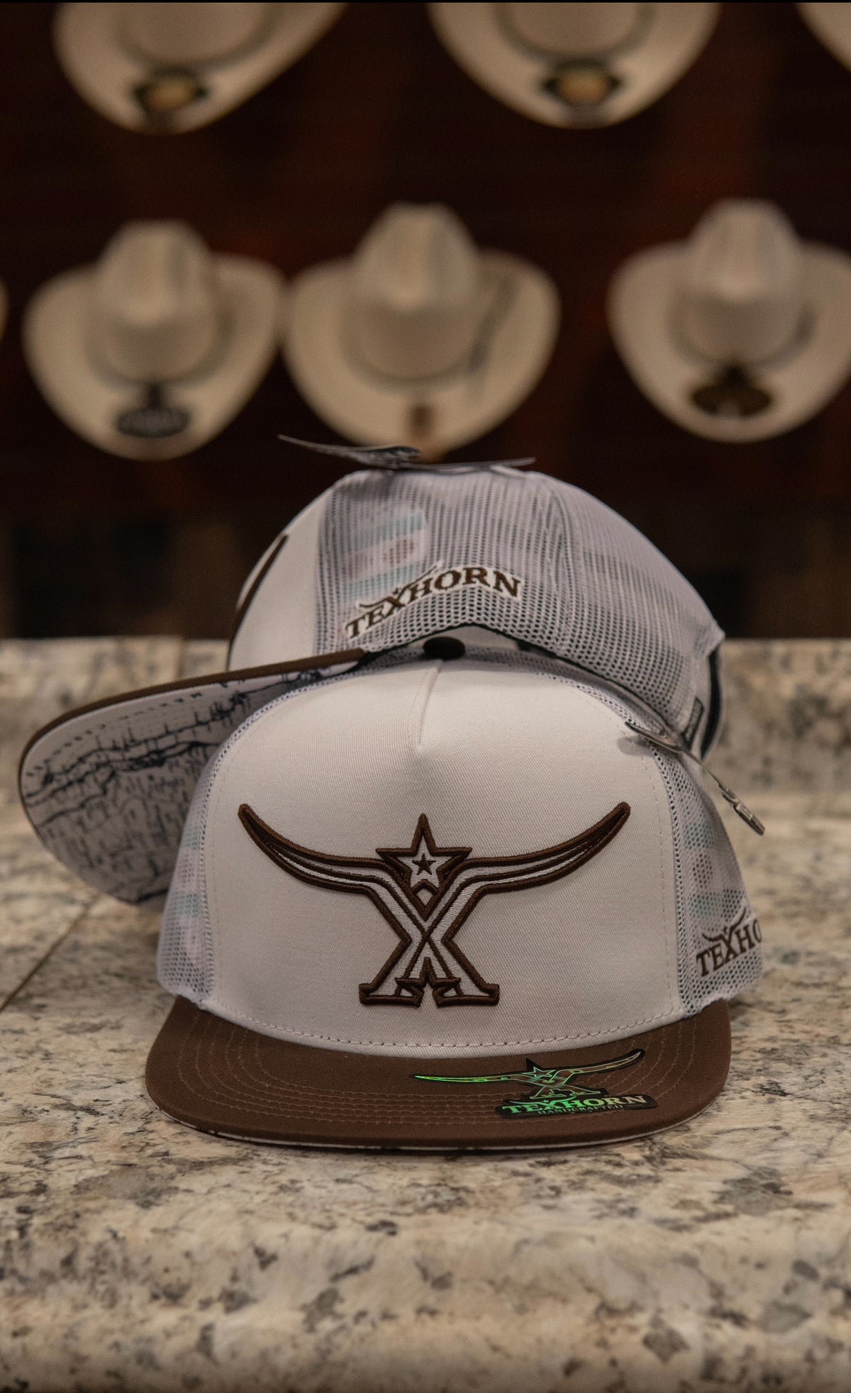Tex Horn Snapback Cap Brown Map