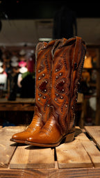 Arhiri Ladies Mestizo Ranch Cognac Snip Toe Boots