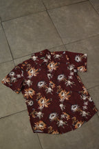 Men’s Printed Short Sleeve Button Up - Gracidia Red