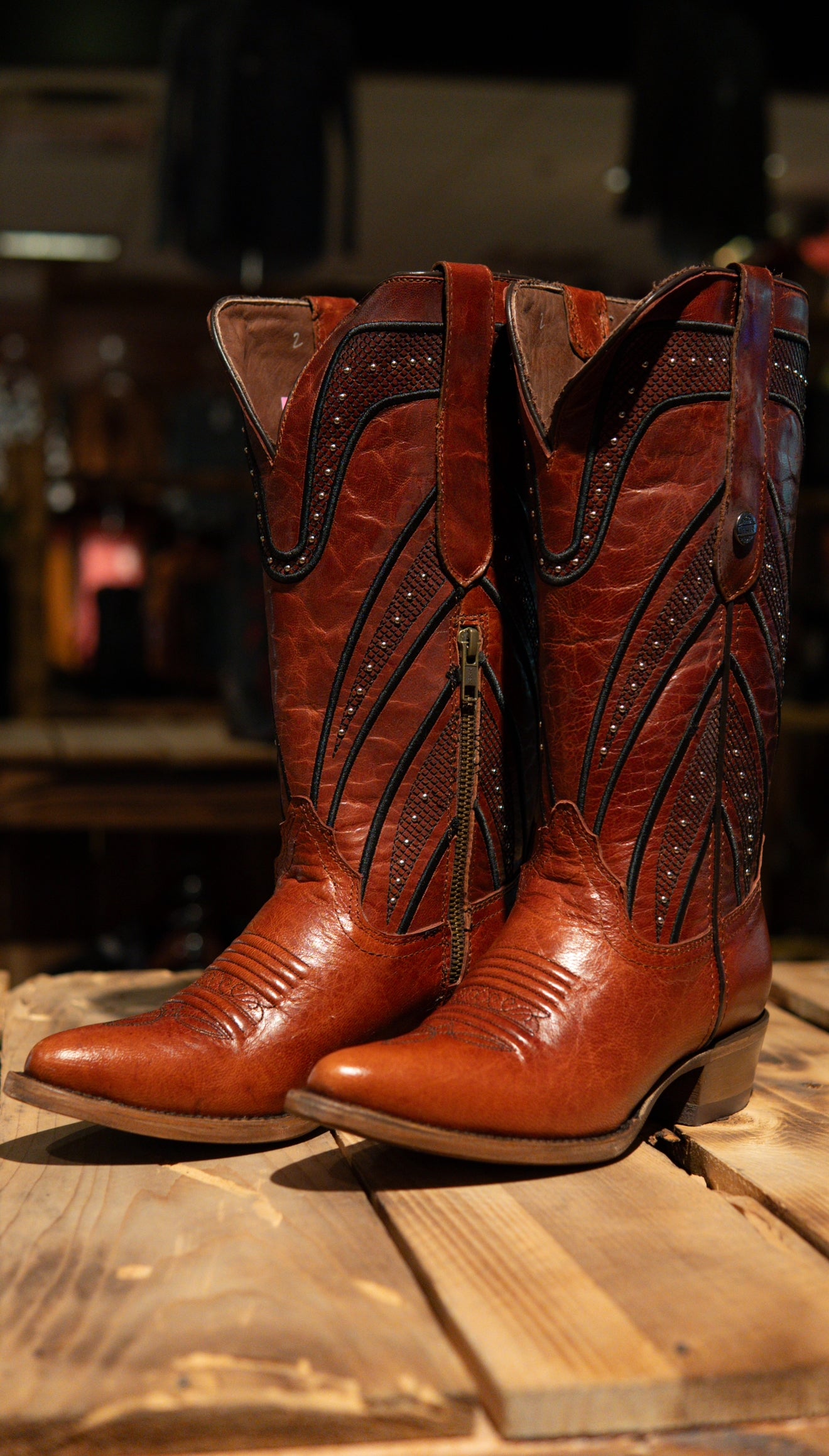 Athiri Ladies Montana Cognac Snip Toe Boots
