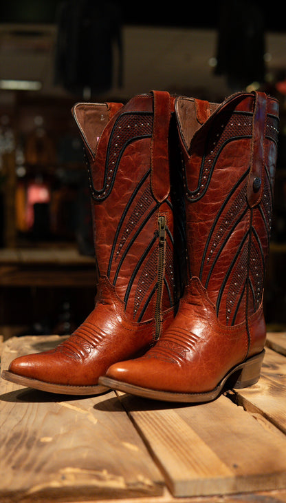 Athiri Ladies Montana Cognac Snip Toe Boots