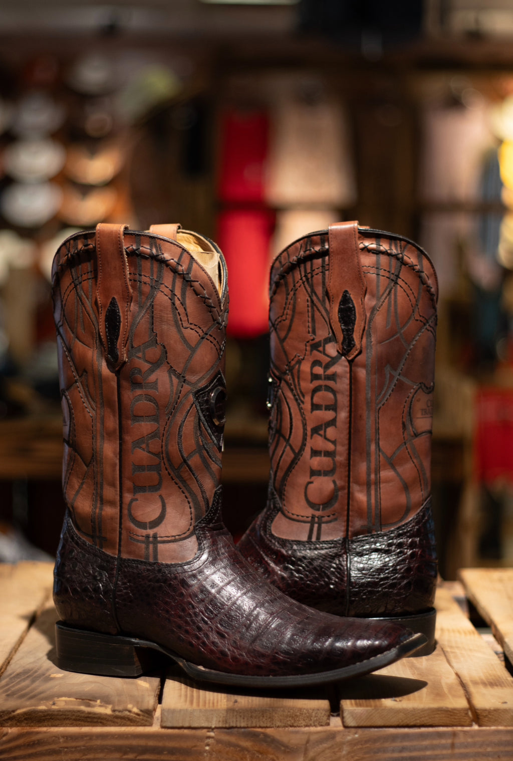 Cuadra - Caiman Belly Black Cherry Square Toe 3Z1OFY