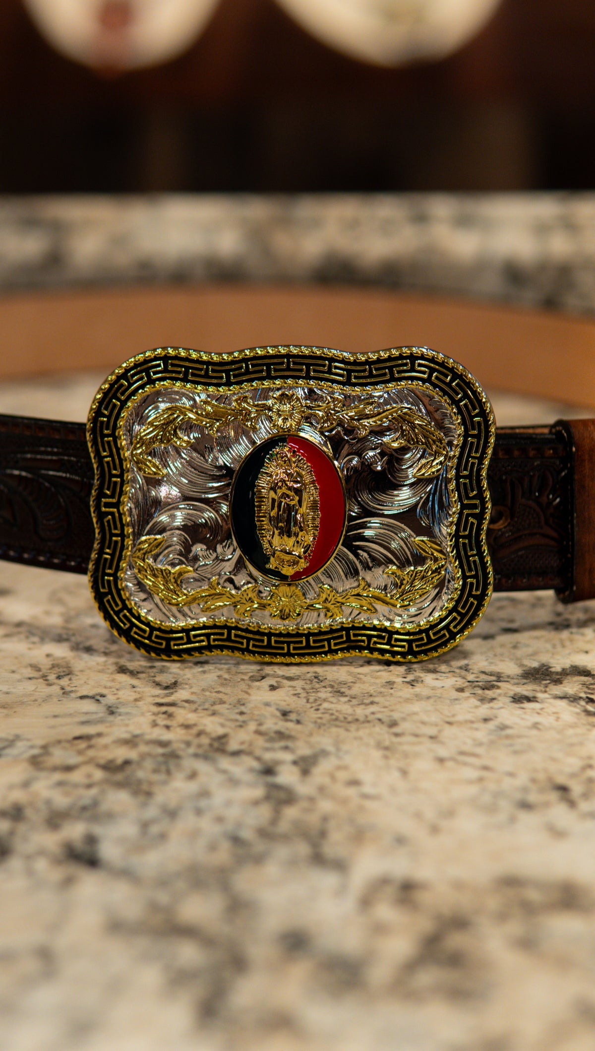 Virgin Mary Doble Rounded Square Western Buckle