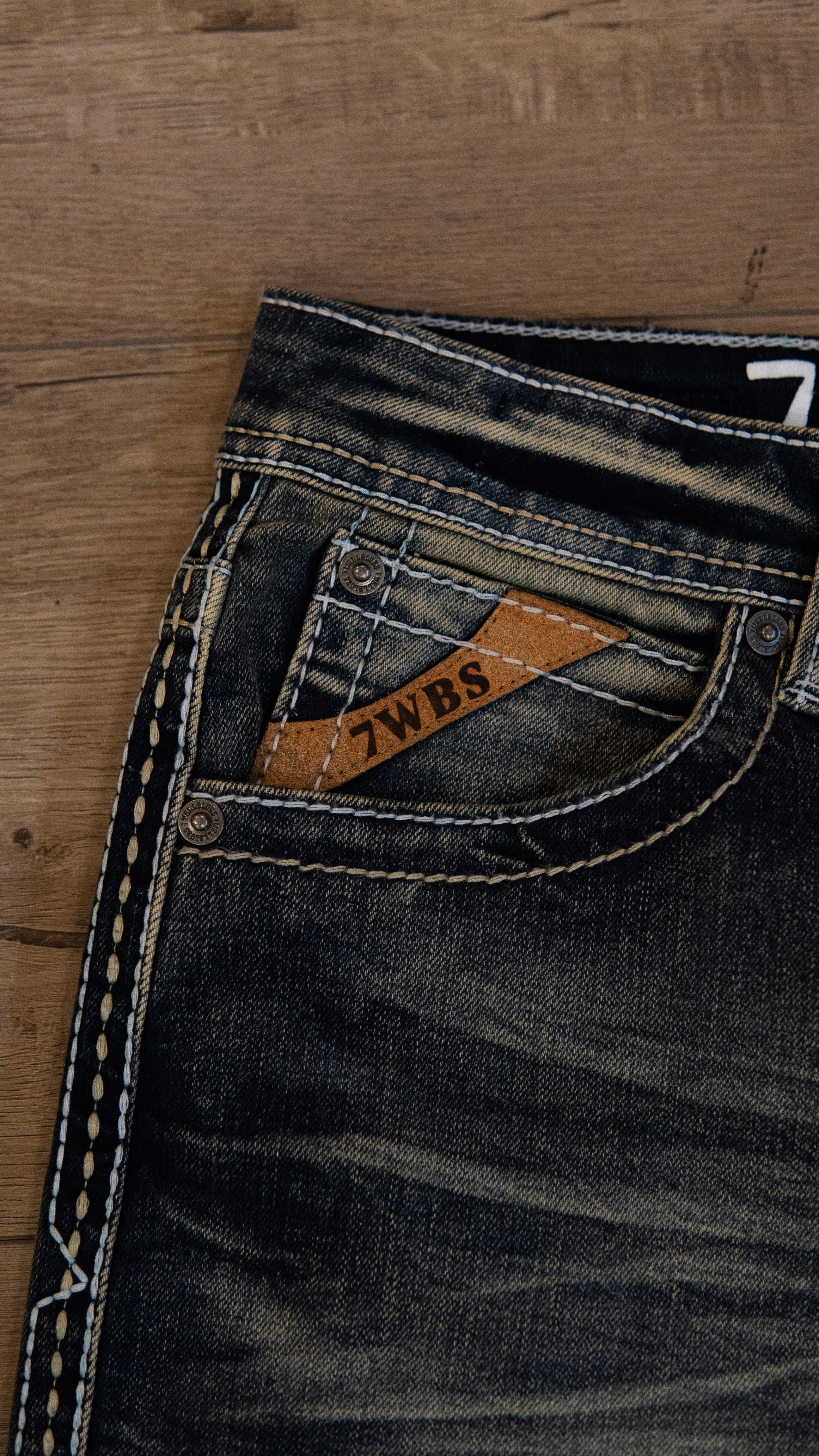 Men's Slim Straight Static Blue Jeans 7WBS