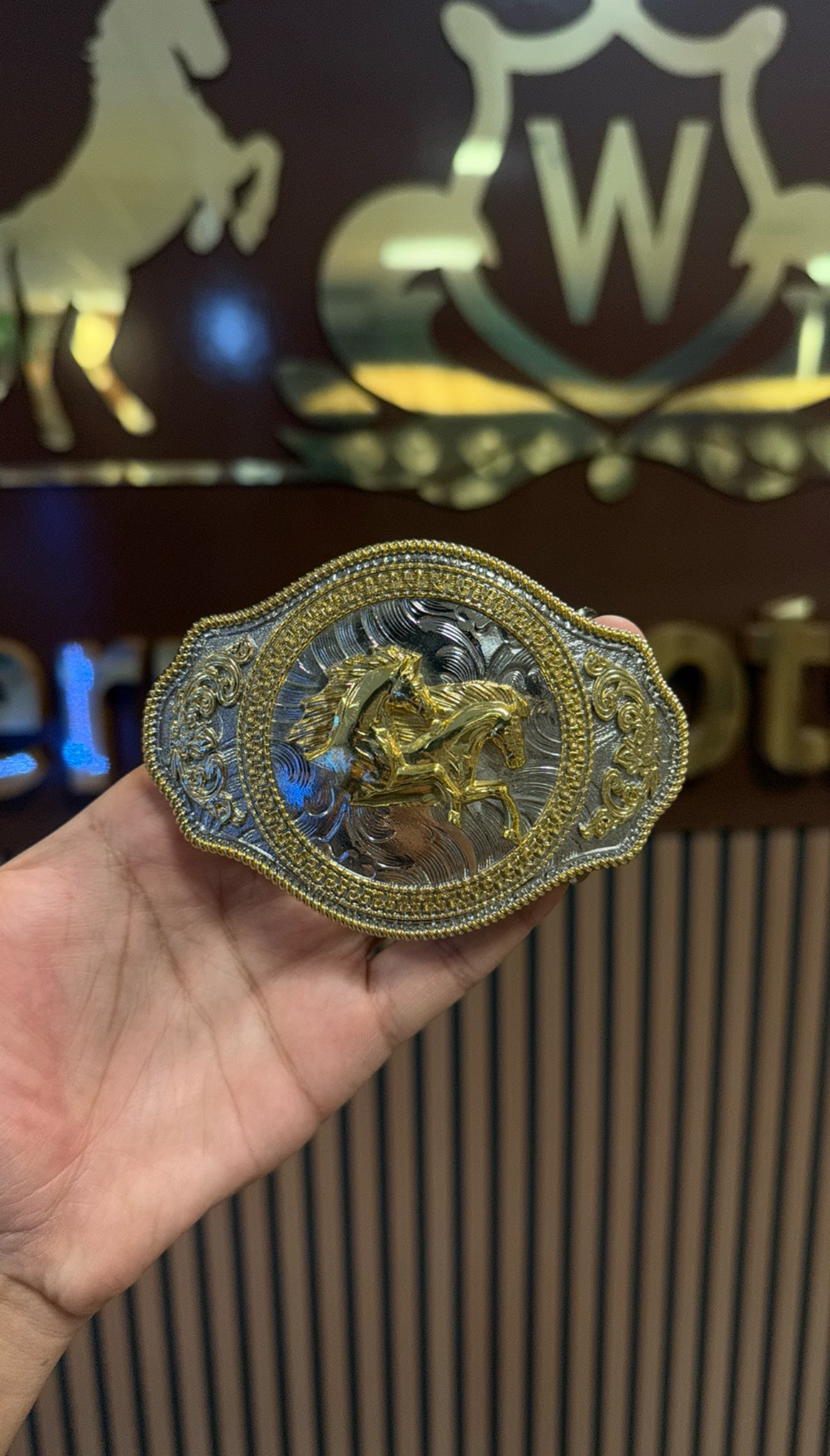 Horse Sunset Gold Buckle