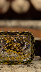 Bull Riding Roman Rounded Square Western Buckle