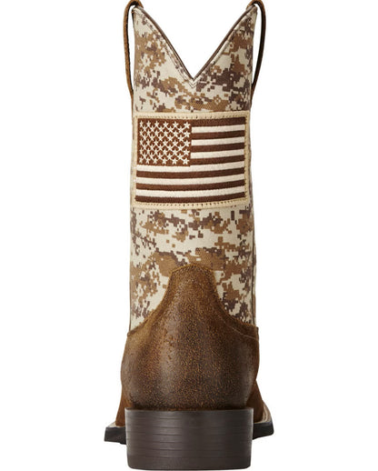 Ariat Men's Sport Patriot Antique Mocha Washed Suede/Sand Camo Print Boots