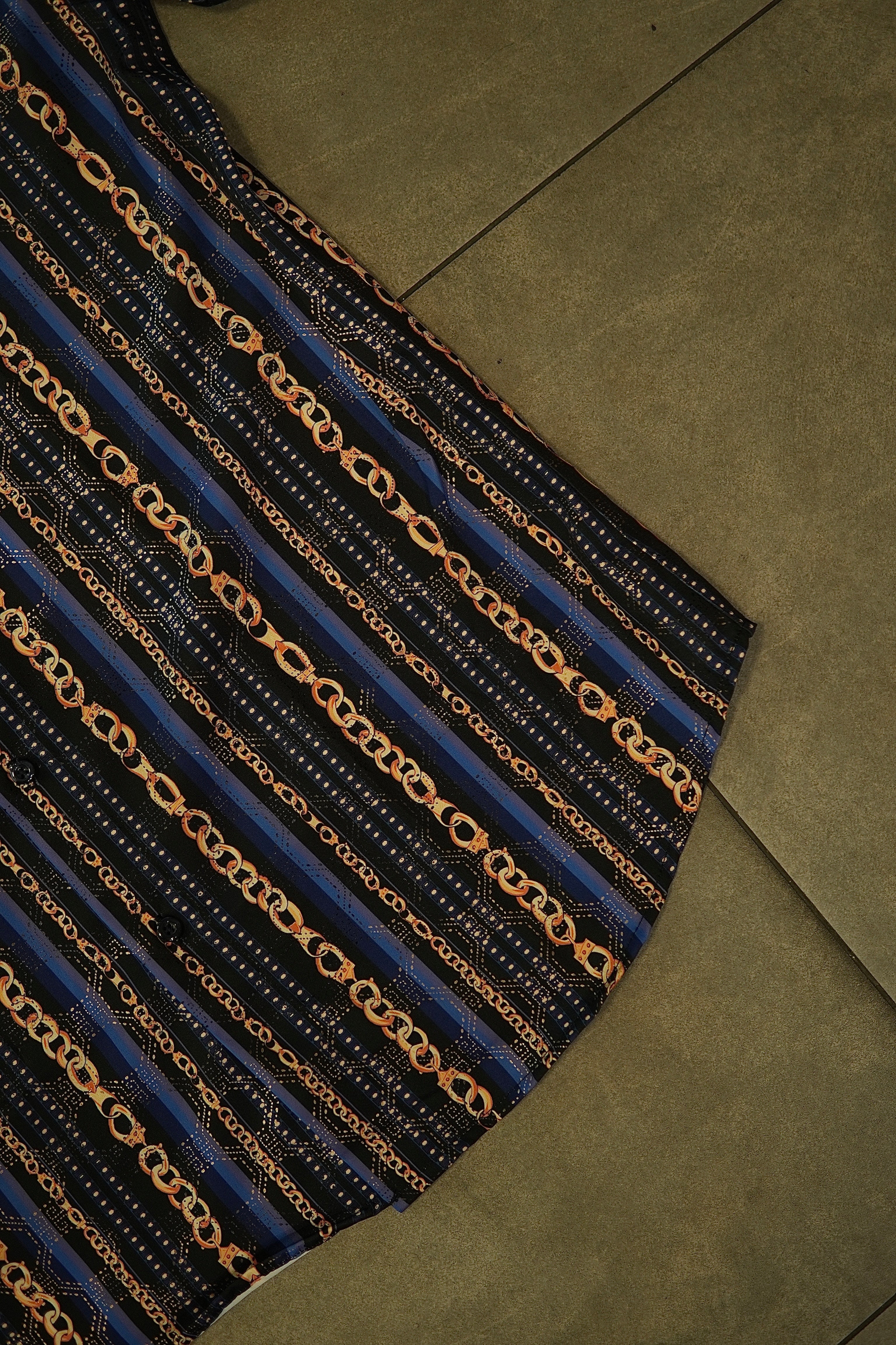 Men’s Printed Short Sleeve Button Up - Suav Chain