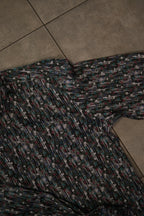 Men’s Printed Long Sleeve Button Up - Charcoals Paint