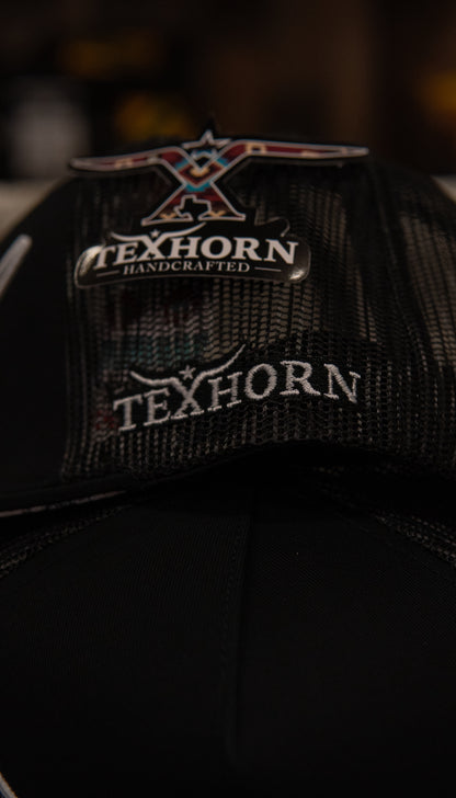 Tex Horn Snapback Cap Black & White Map Brim