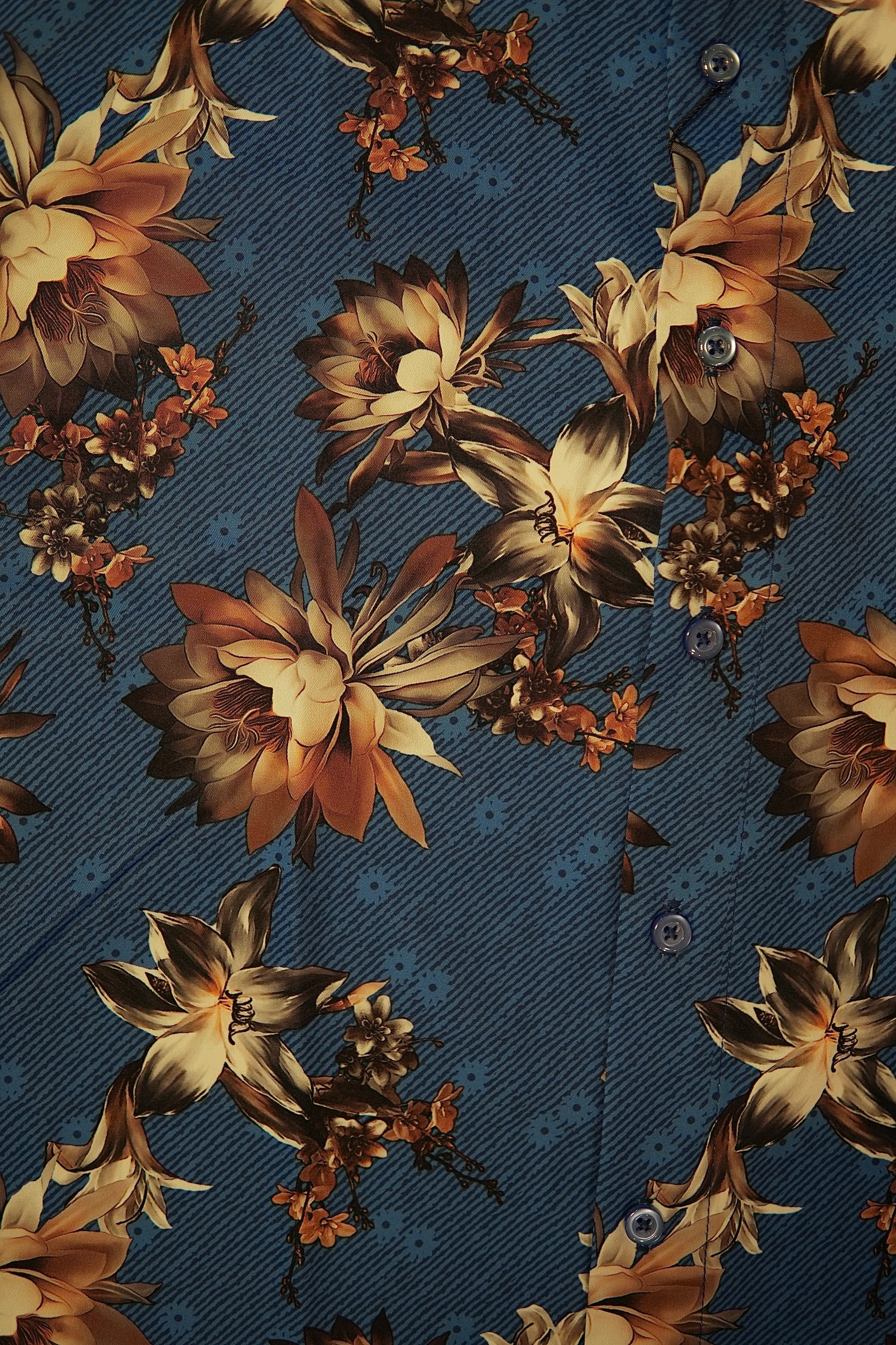 Men’s Printed Short Sleeve Button Up - Sky Blue Flower