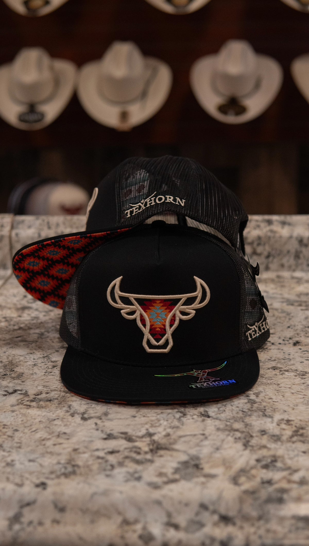Tex Horn Snapback Cap Black Horn