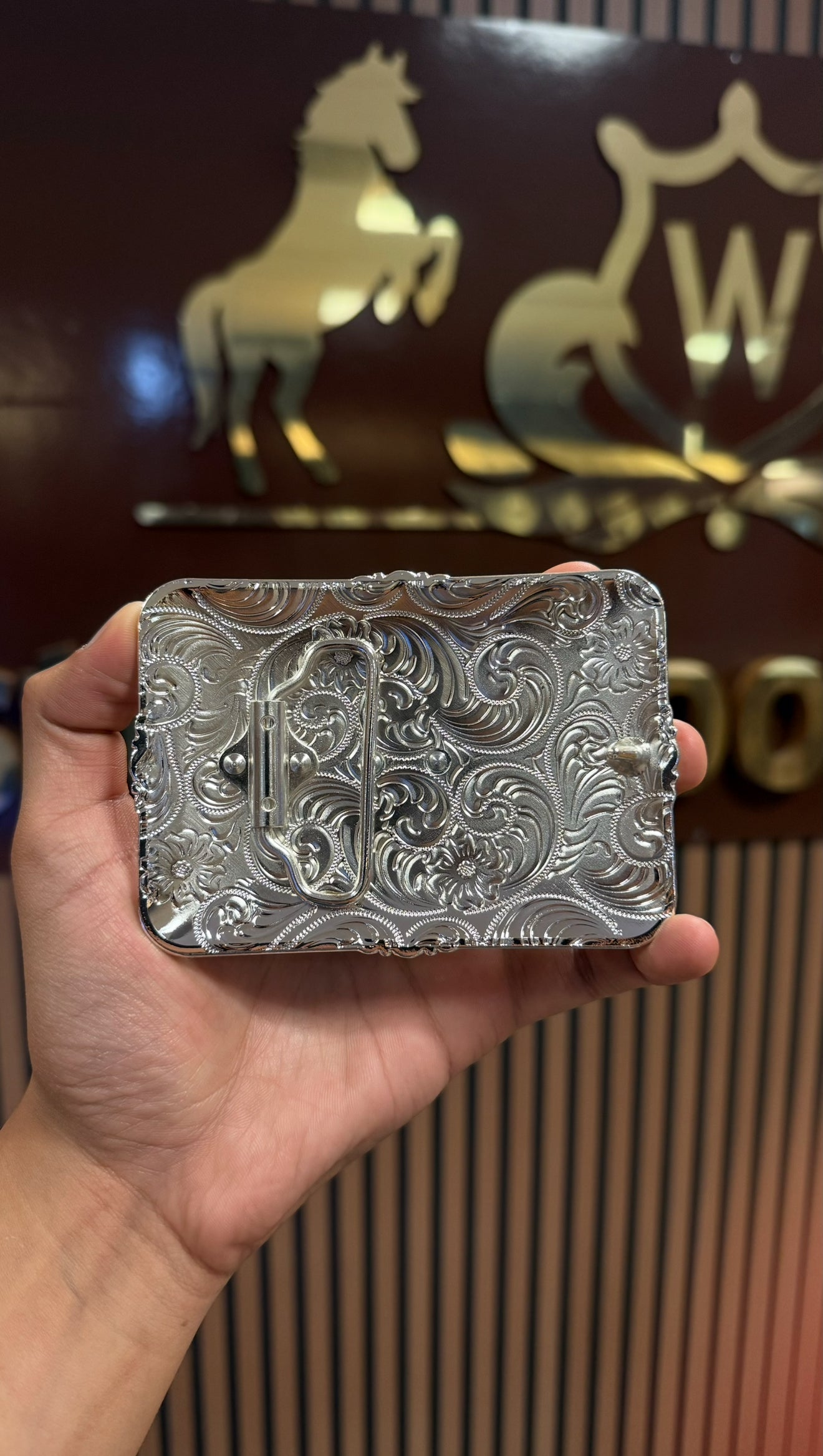 Kneeling Horse Patriot Silver Buckle