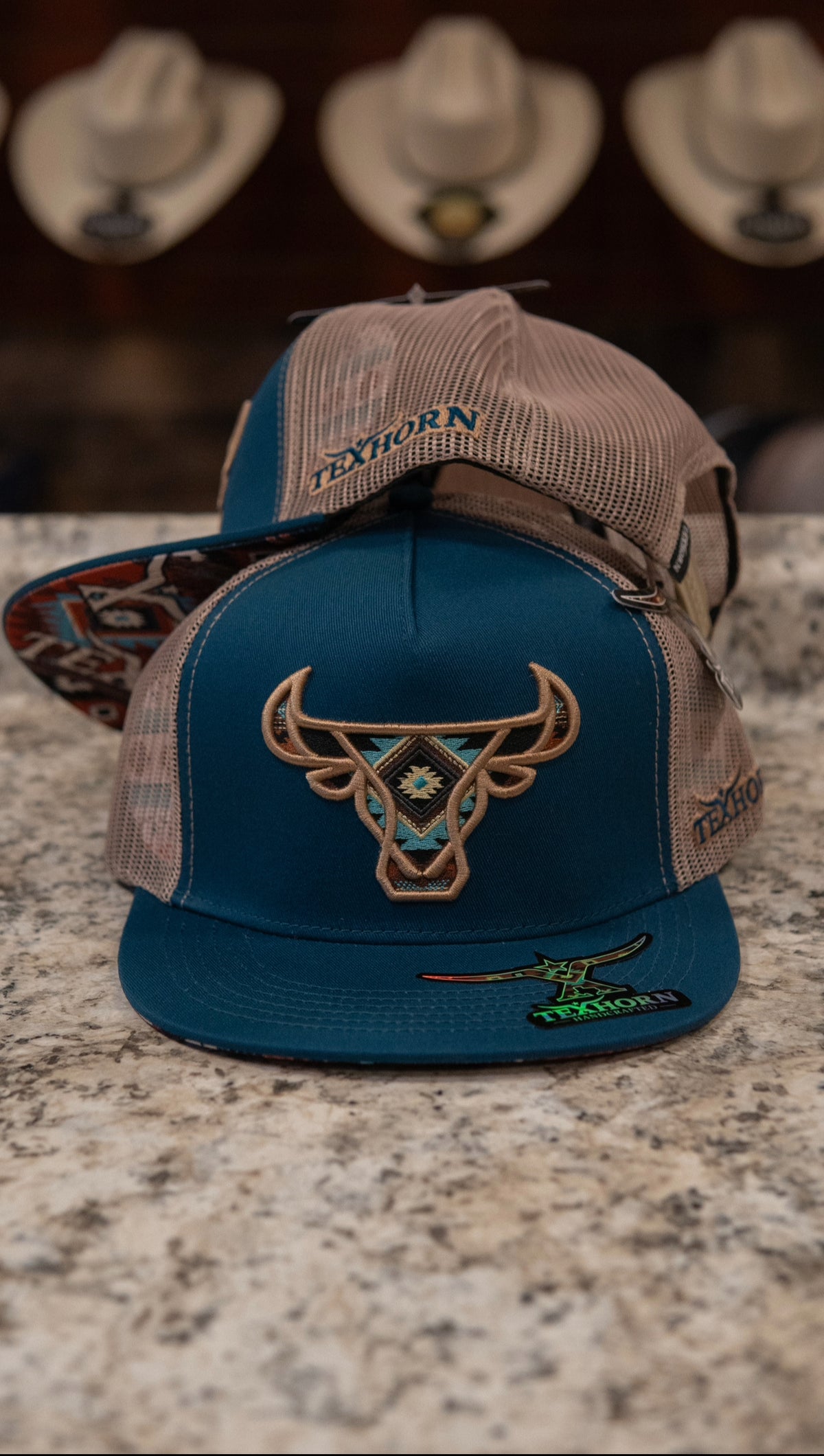 Tex Horn Snapback Cap Crystal Bull