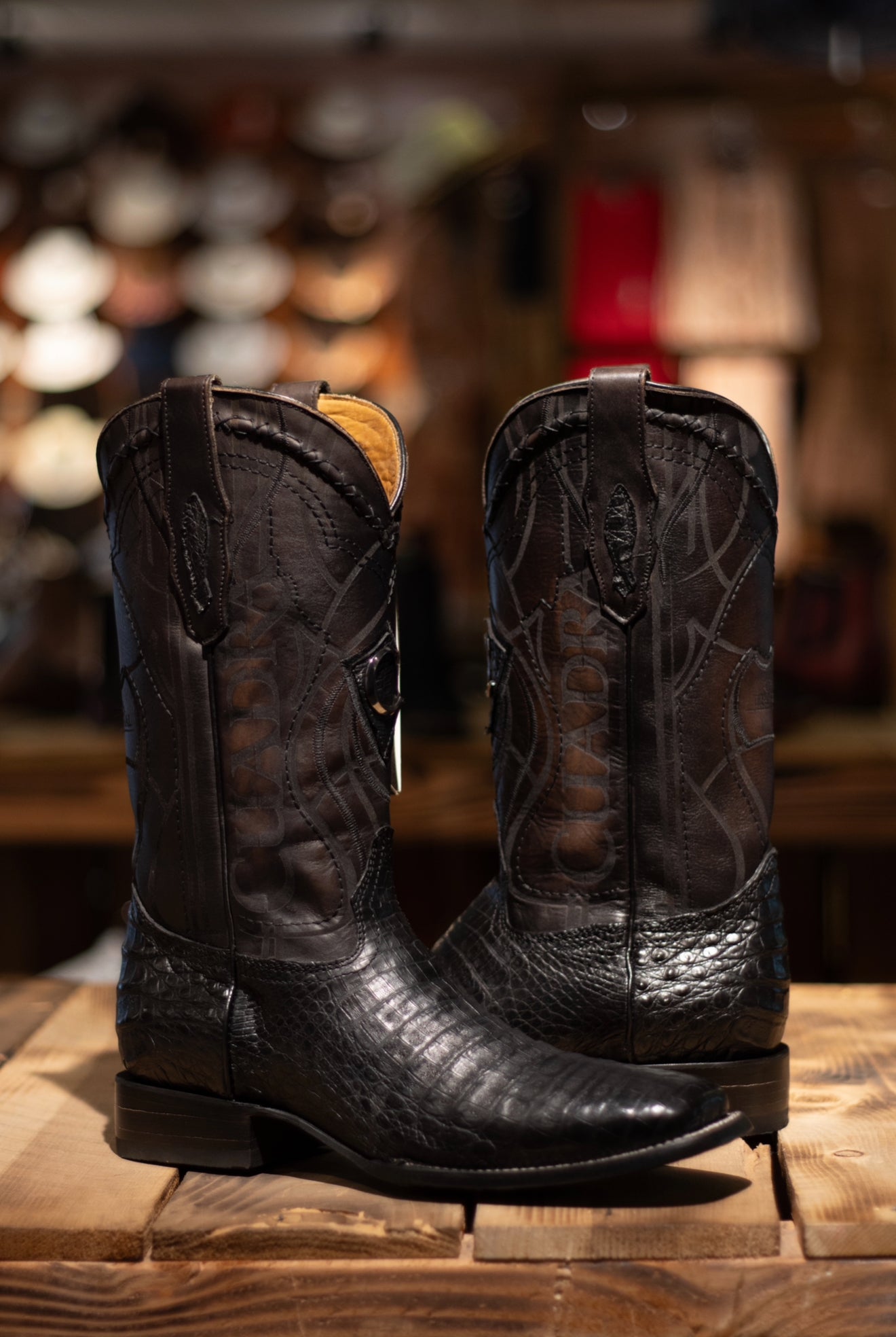 Cuadra - Caiman Belly Black Square Toe 3Z1OFY