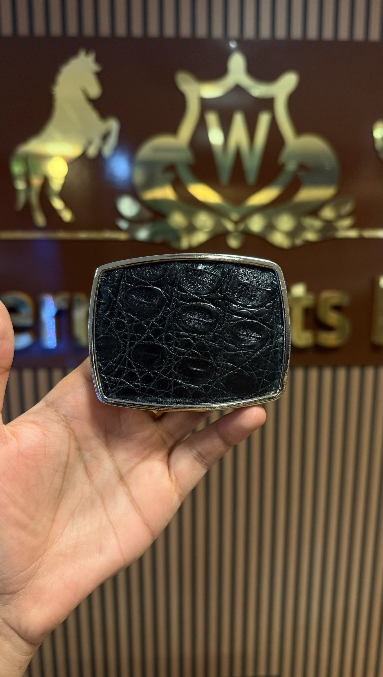 Caiman Belly Square Black Buckle