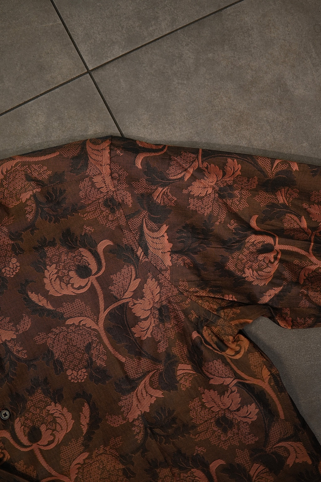 Men’s Printed Long Sleeve Button Up - Sun Burnt Flower