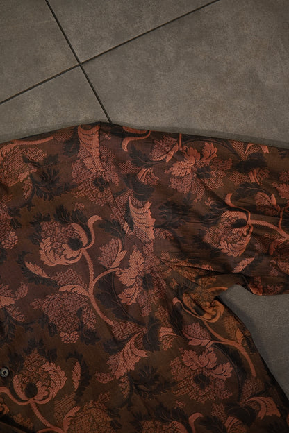 Men’s Printed Long Sleeve Button Up - Sun Burnt Flower