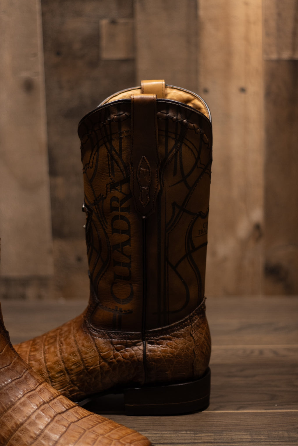 Cuadra - Caiman Belly Toaster Almendra Square Toe