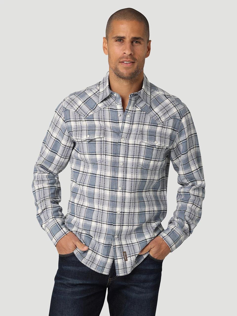 Wrangler Retro Button Up - Light Grey Sky