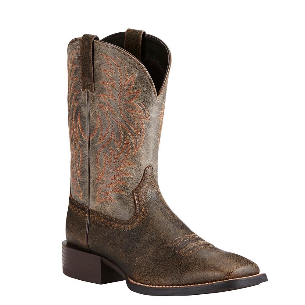 Ariat Men's Sports Western Wide Square Toe Brooklyn Brown/Ashes Boots