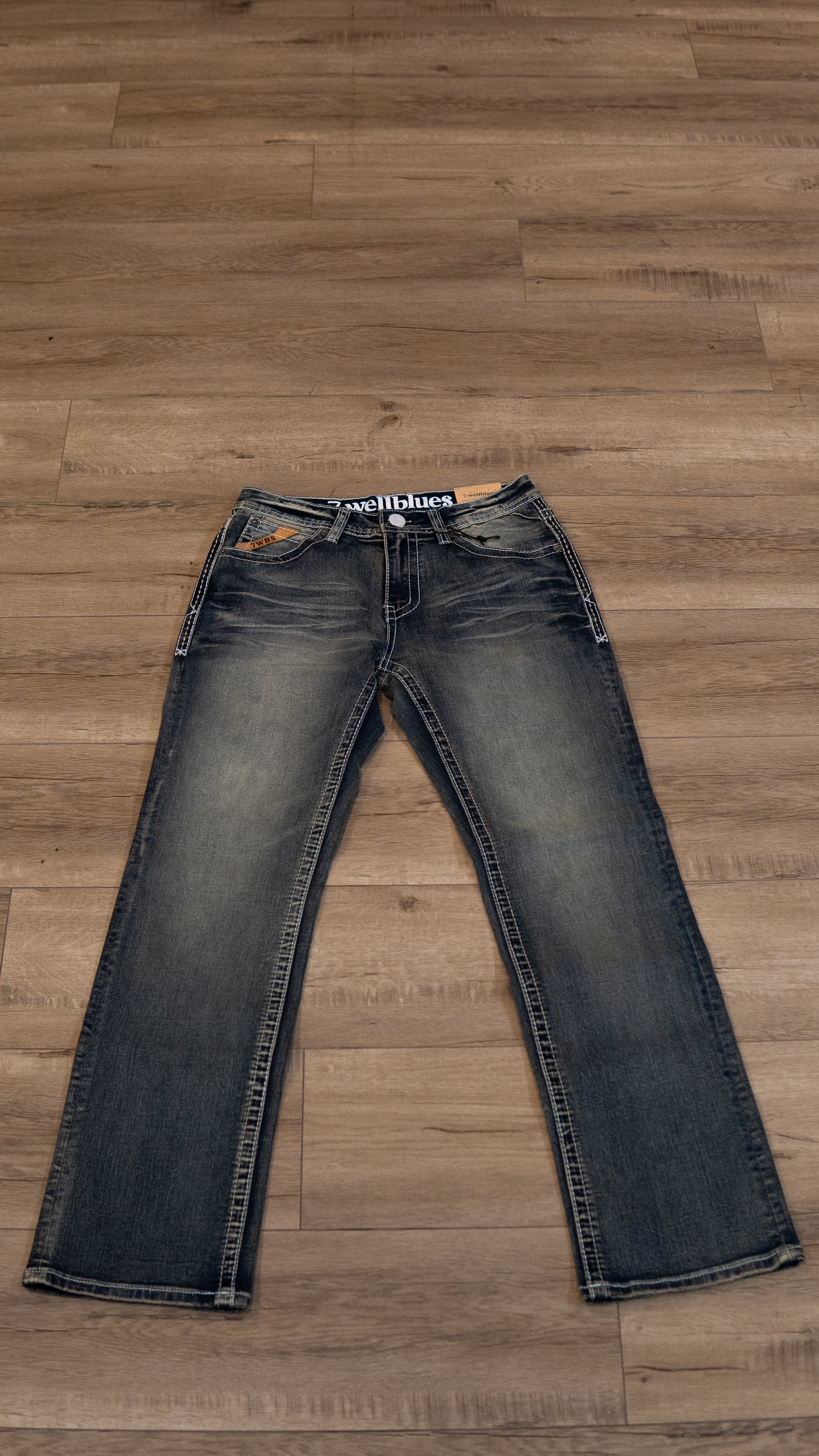 Men's Slim Straight Static Blue Jeans 7WBS