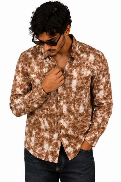 Men’s Printed Long Sleeve Button Up - Darude Sandstorm