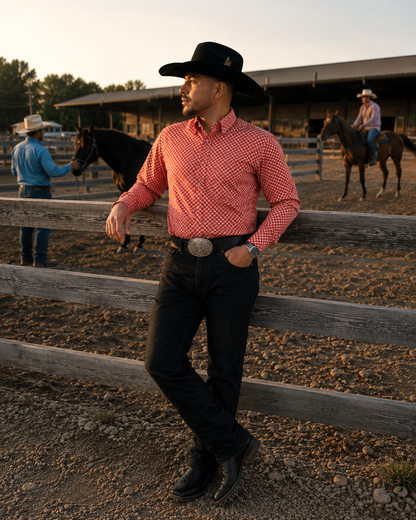 Men’s Cuero Line Printed Long Sleeve Button Up “Vulcan”
