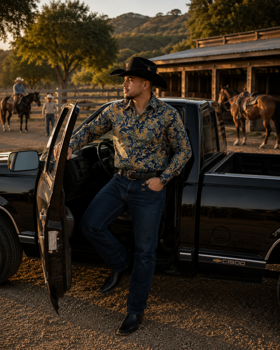 Men’s Printed Long Sleeve Button Up Everglade