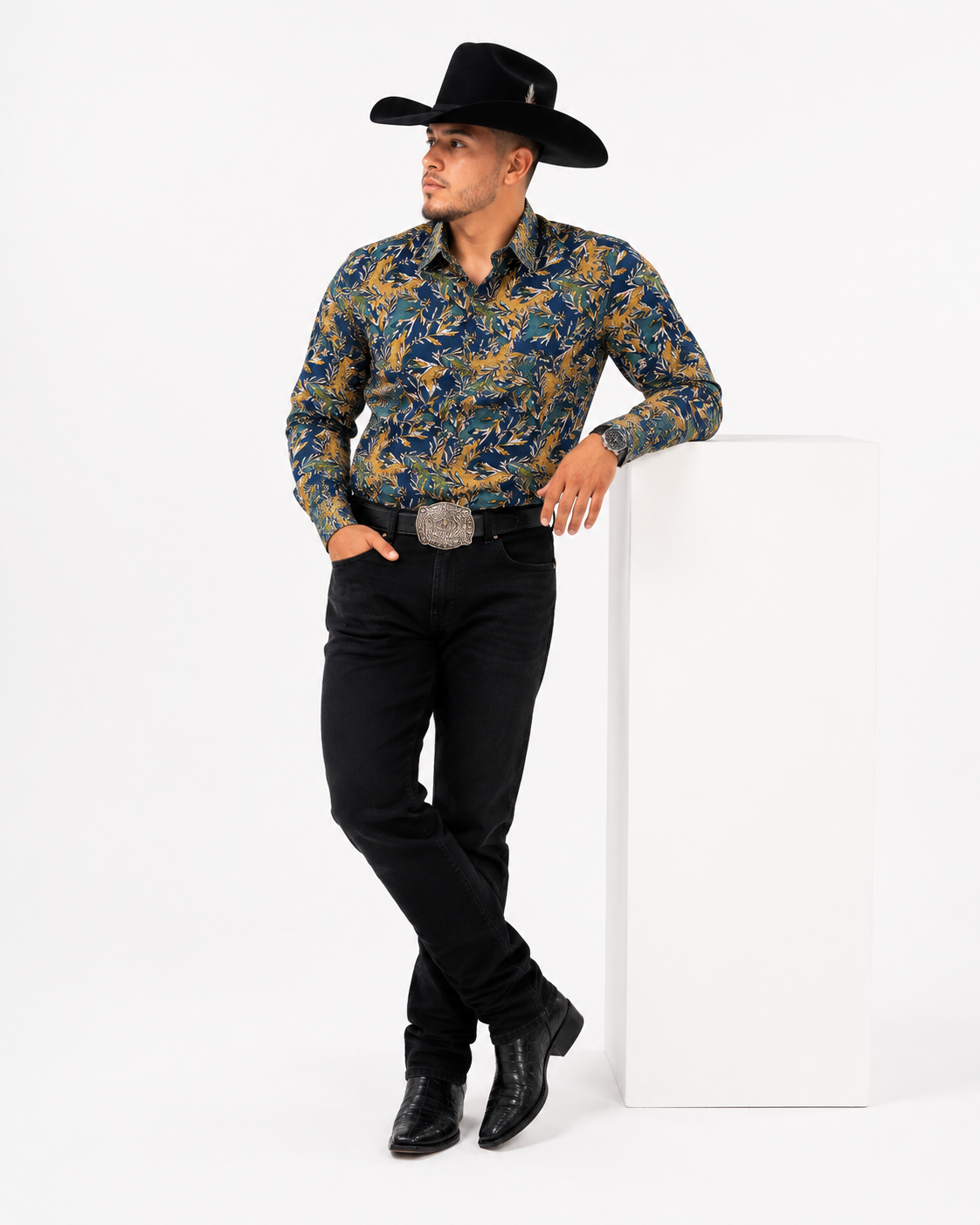 Men’s Printed Long Sleeve Button Up Everglade