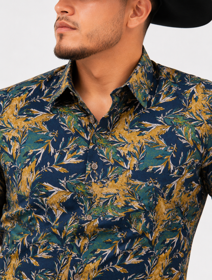 Men’s Printed Long Sleeve Button Up Everglade